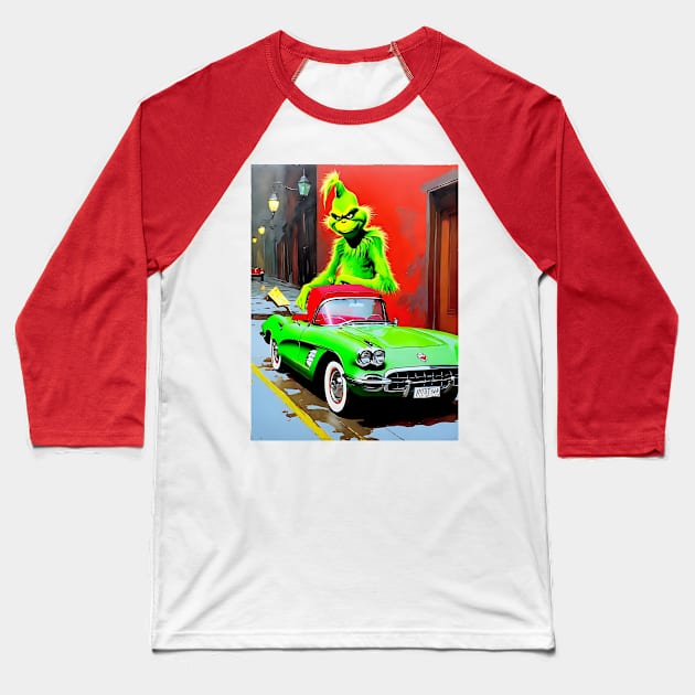 Grinchy Christmas Baseball T-Shirt by Rogue Clone